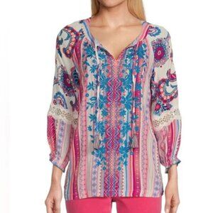 NWT John Mark Medium Paisley Tunic Pink and‎ Blue